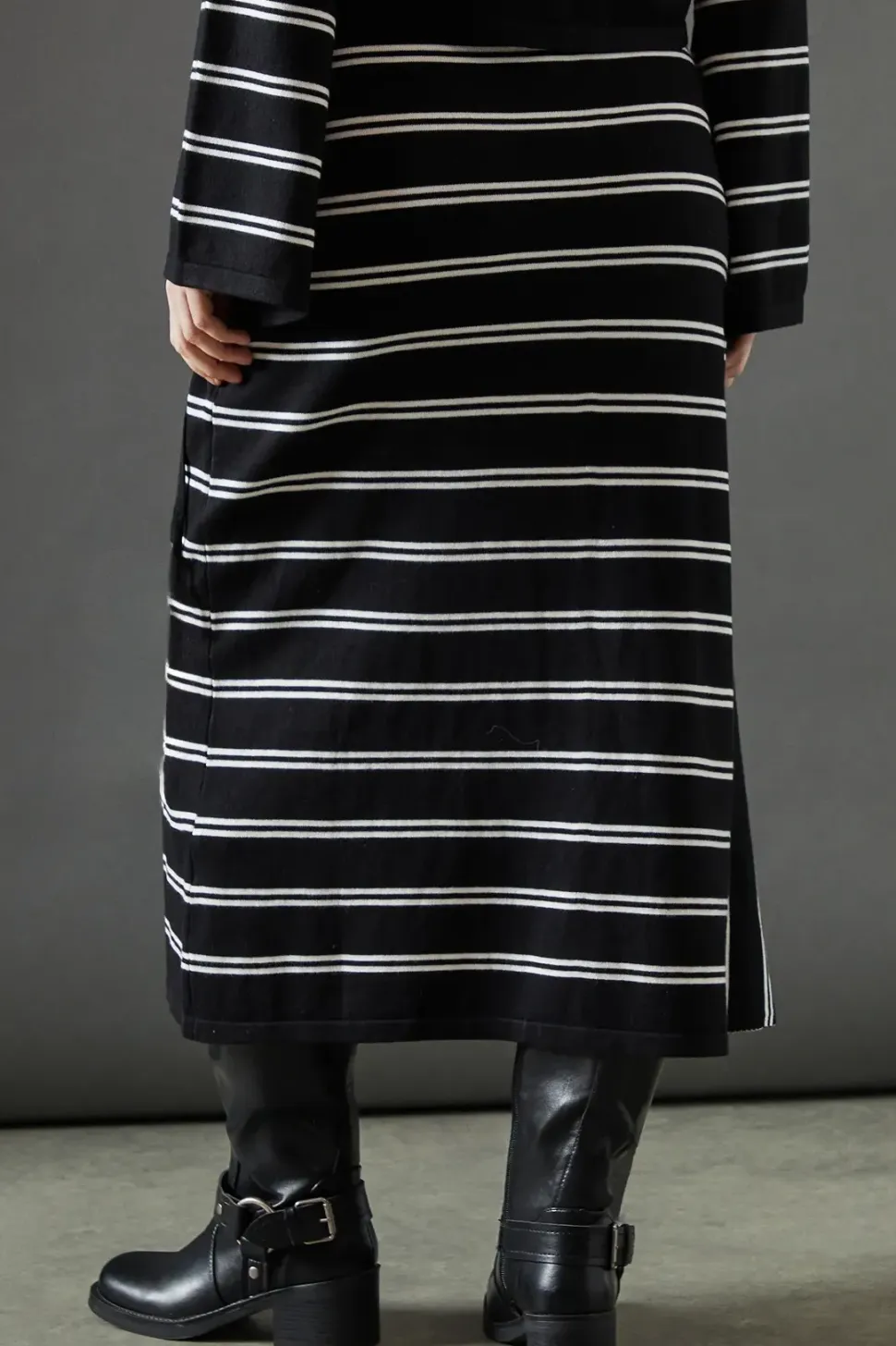 Stripe Knitted Wrap Skirt Co Ord