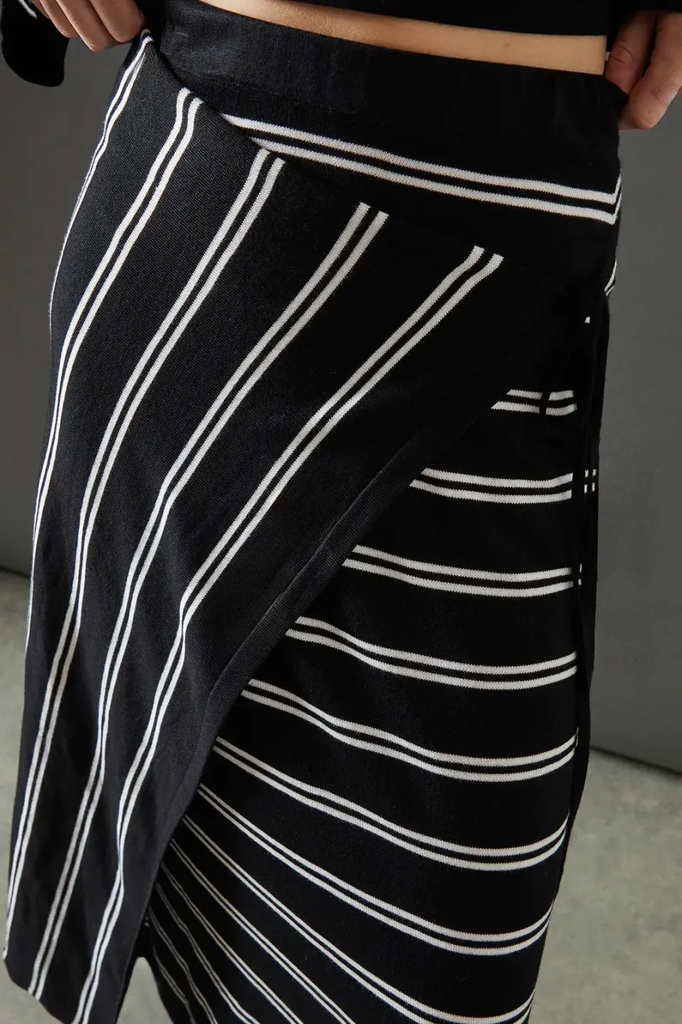 Stripe Knitted Wrap Skirt Co Ord