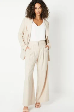 Stripe Longline Double Breasted Blazer