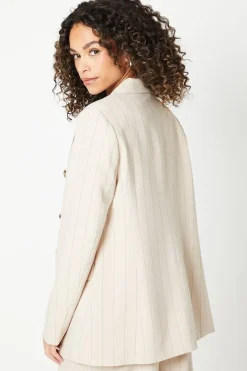 Stripe Longline Double Breasted Blazer