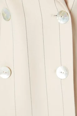 Stripe Longline Double Breasted Blazer