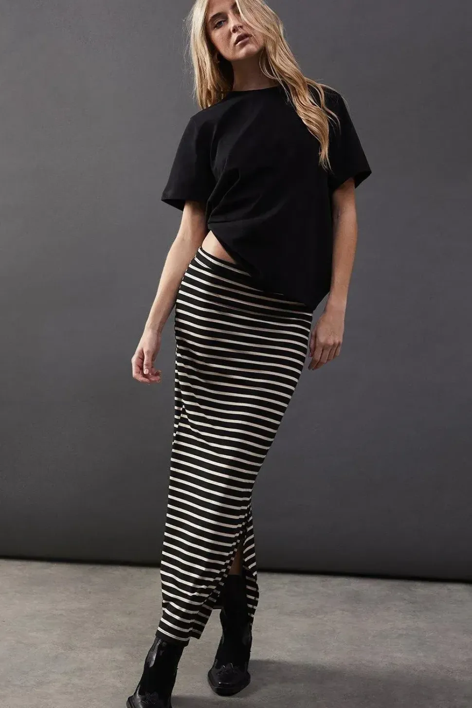 Stripe Maxi Jersey Tube Skirt