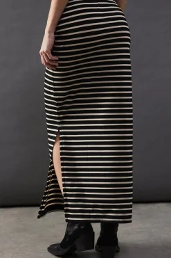Stripe Maxi Jersey Tube Skirt