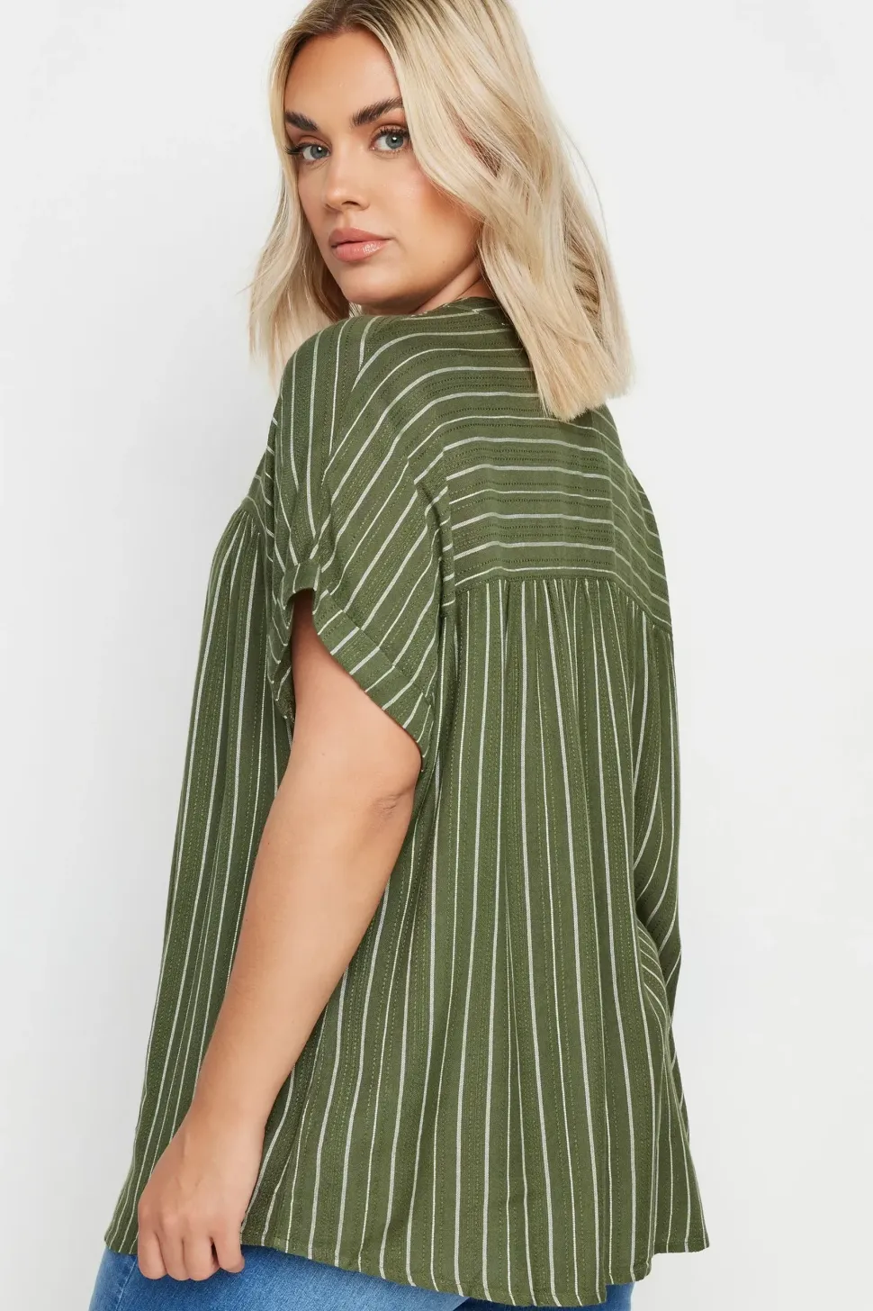 Stripe Notch Neck Blouse