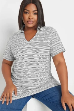 Stripe Print Collared Top