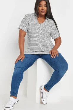 Stripe Print Collared Top