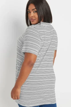 Stripe Print Collared Top