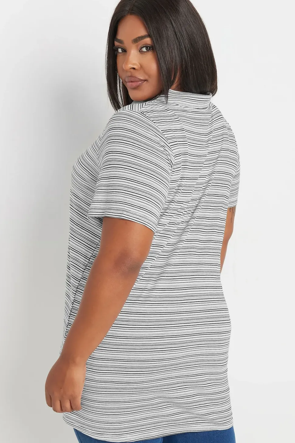 Stripe Print Collared Top