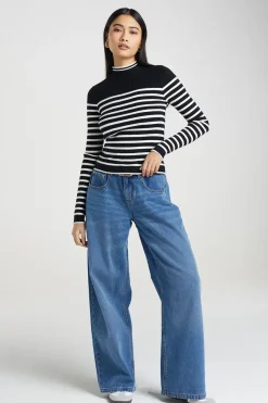Stripe Rib Turtleneck Jumper