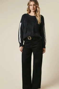 Stripe Sleeve Cosy Crew Neck Jumper