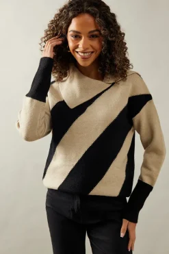 Stripe Split Neck Jumper