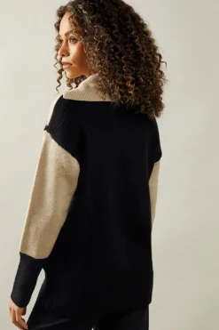 Stripe Split Neck Jumper
