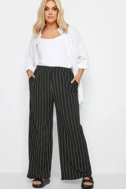 Stripe Textured Wide Leg Trousers