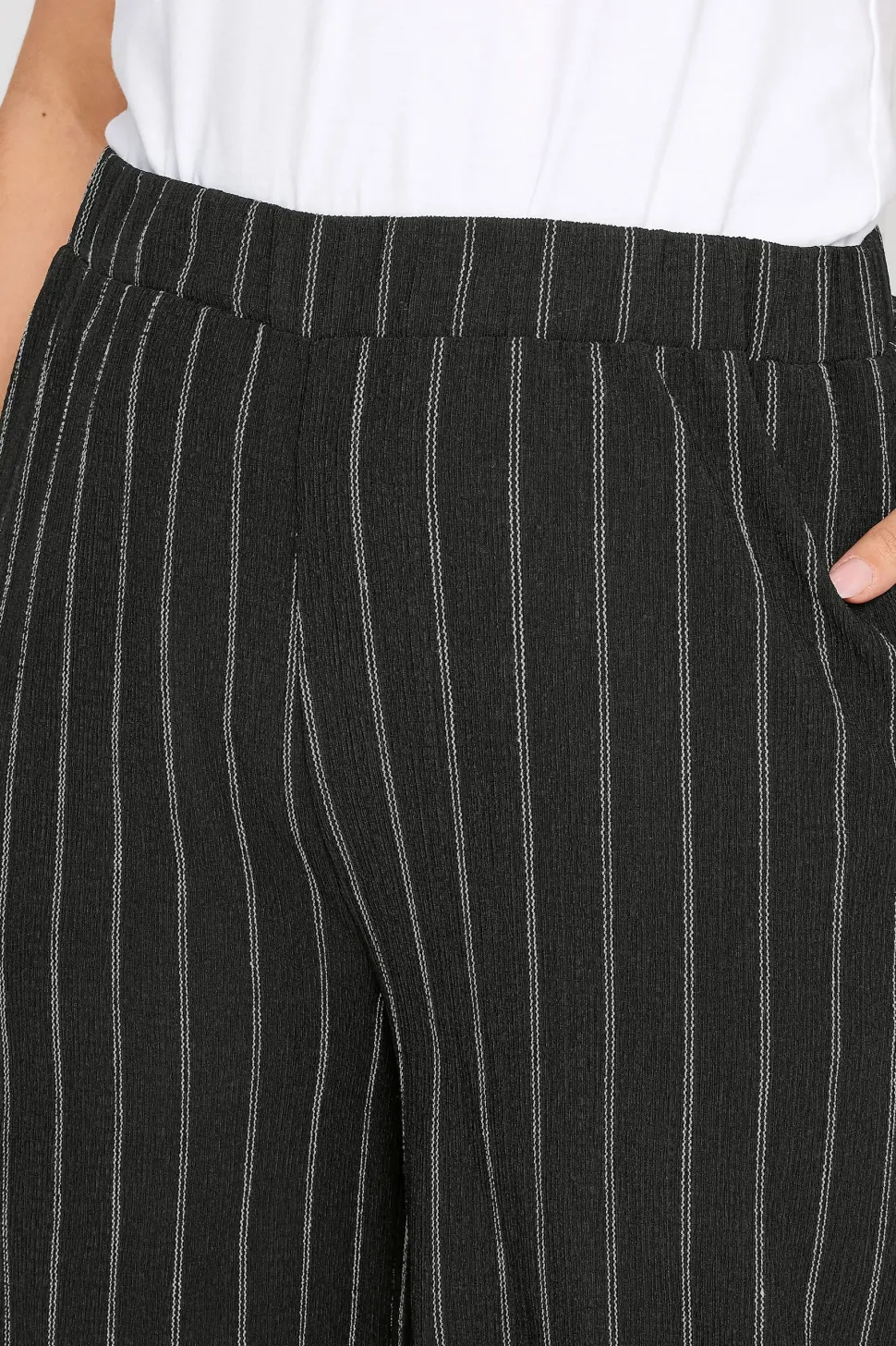 Stripe Textured Wide Leg Trousers