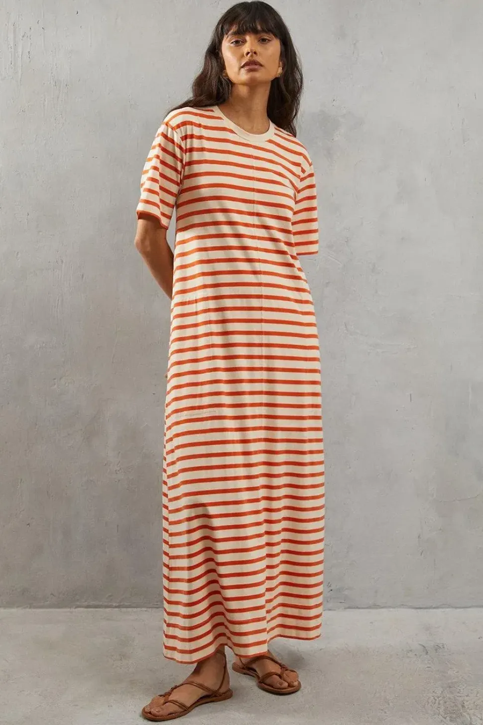 Stripe Trapeze Midi Dress
