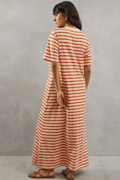 Stripe Trapeze Midi Dress