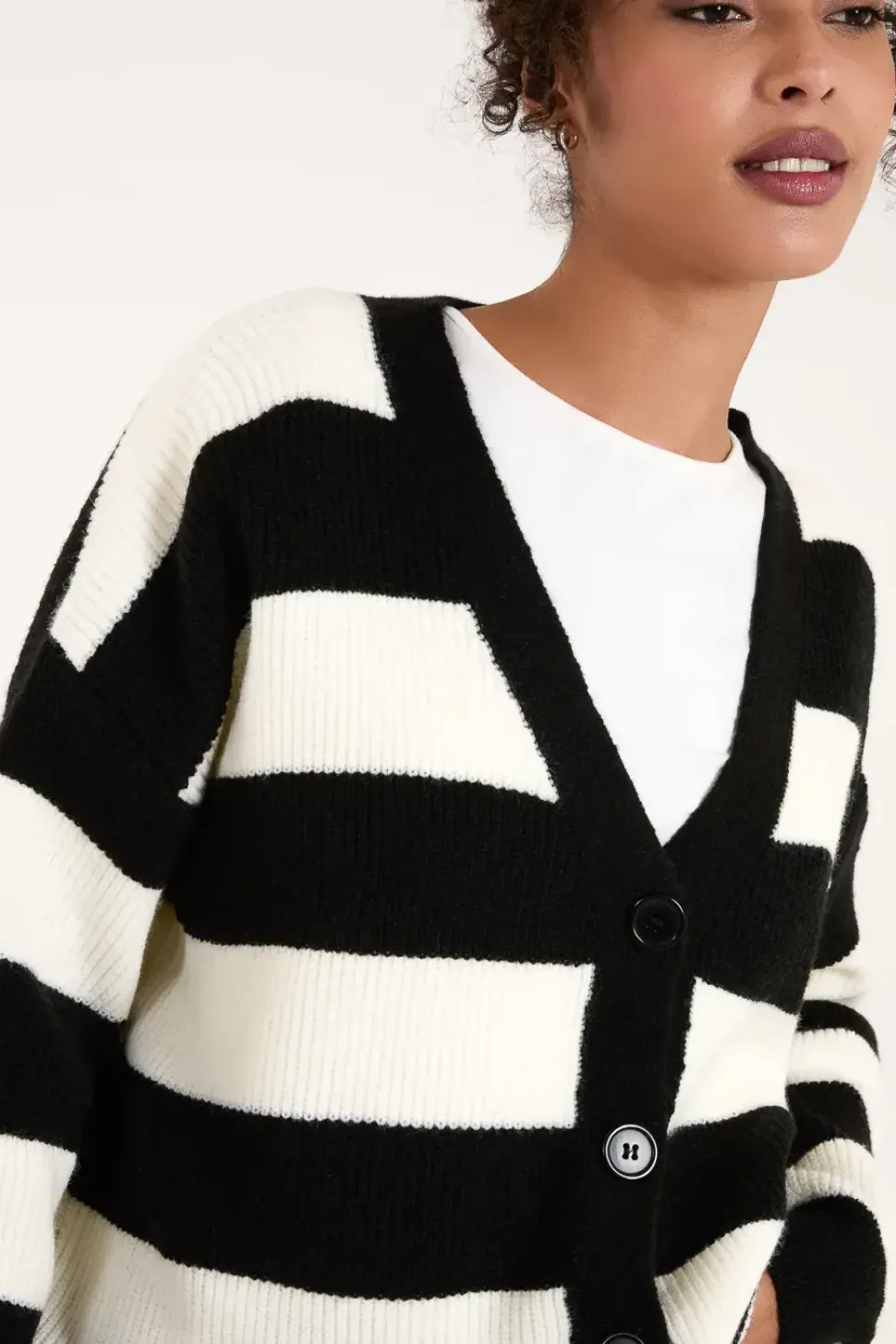 Stripe V Neck Cardigan