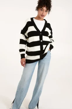 Stripe V Neck Cardigan