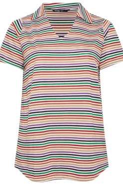 Stripe V-Neck Polo T-shirt