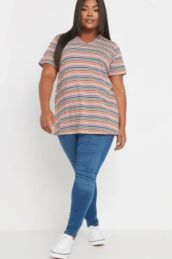 Stripe V-Neck Polo T-shirt