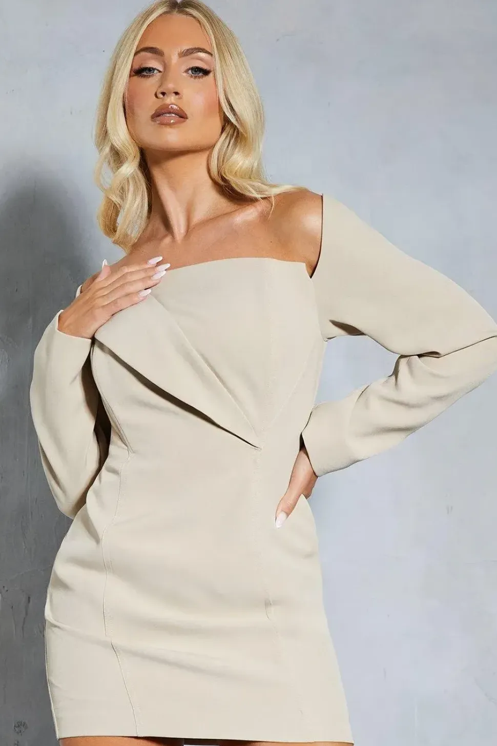 Structured Off Shoulder Mini Dress