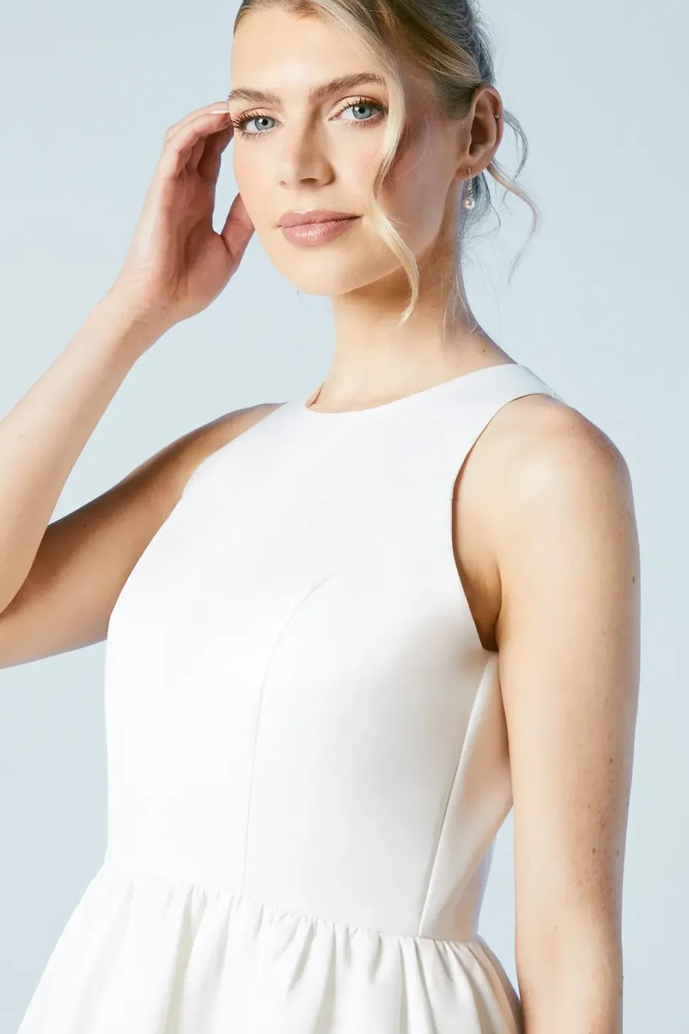 Structured Satin Halter Top Full Skirted Wedding Dress