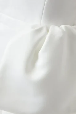 Structured Satin Statement Bow One Shoulder Bridal Dress