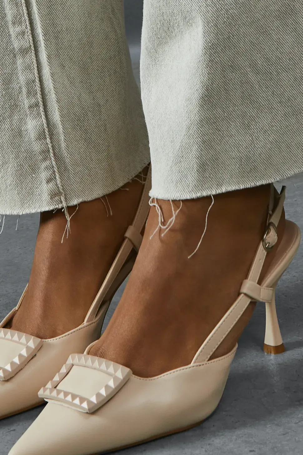 Stud Buckle Pointed Heels