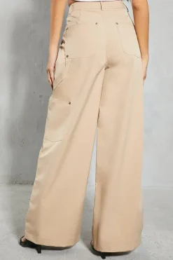 Studded Pocket Detail Wide Leg Trouser