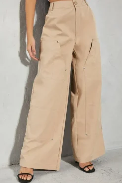 Studded Pocket Detail Wide Leg Trouser