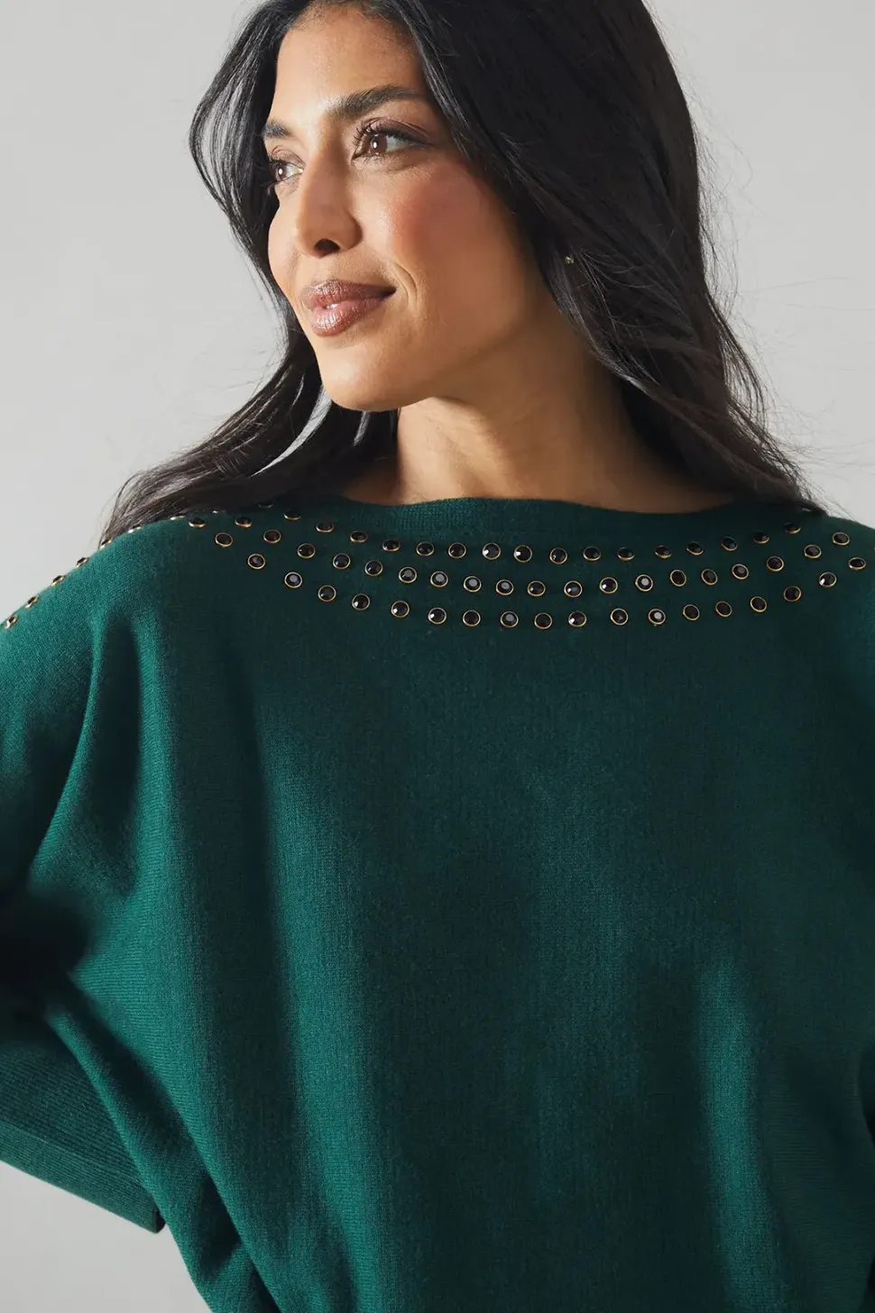 Stud Detail Boat Neck Jumper