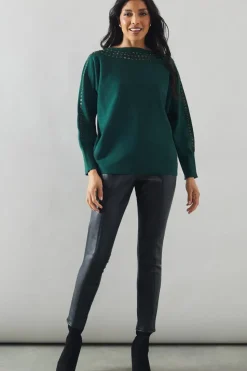 Stud Detail Boat Neck Jumper