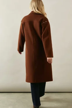 Stud Detail Single Breasted Midi Coat