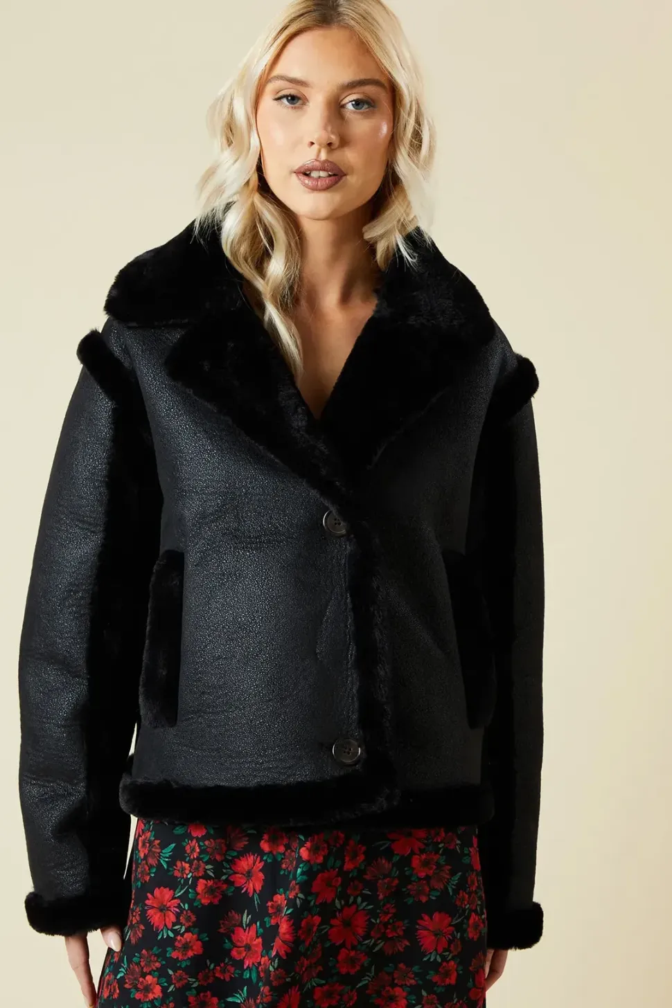 Suede Cropped Aviator Jacket
