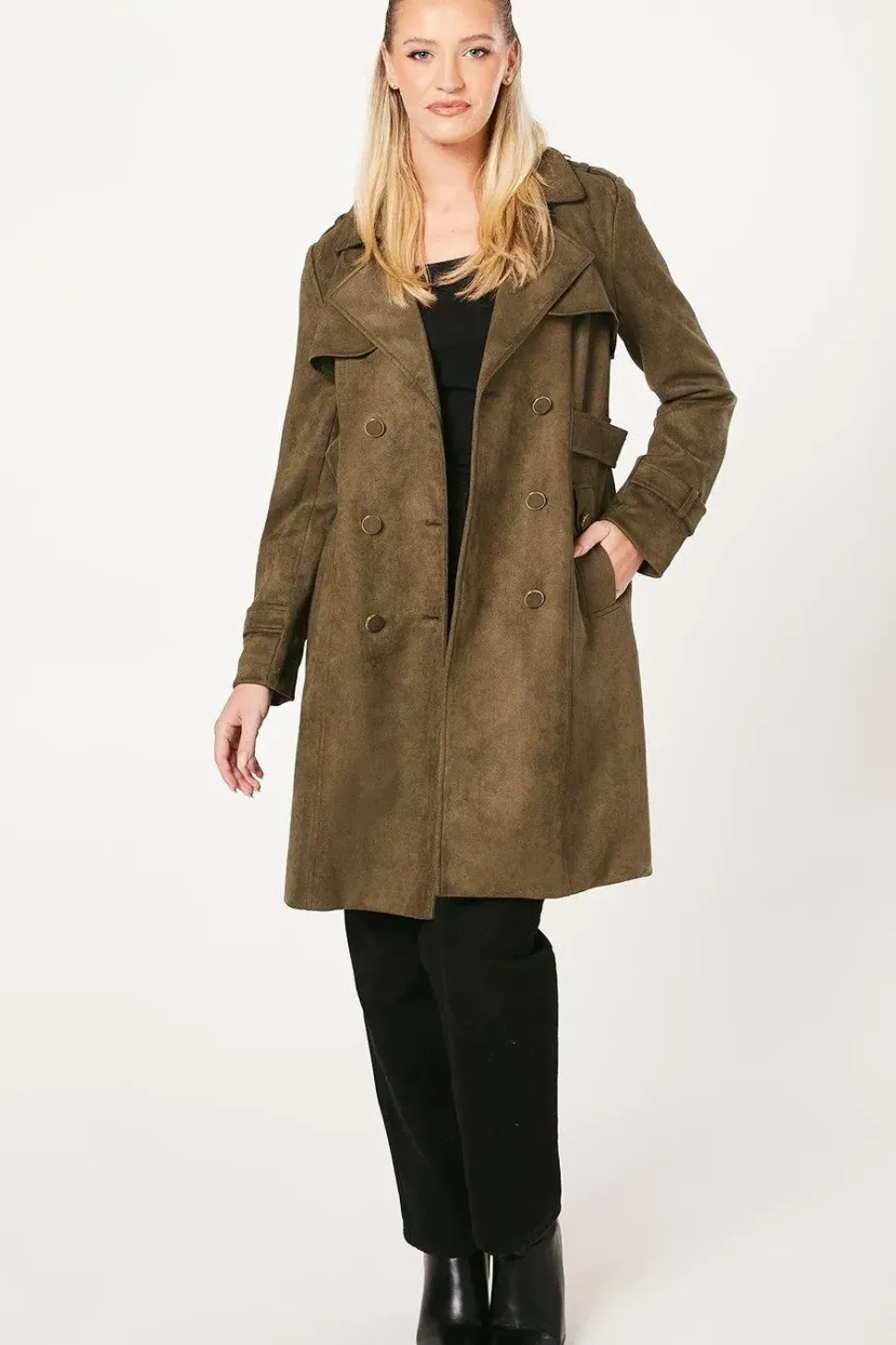 Suedette Trench Coat