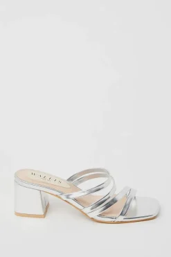 Summer Strappy Medium Block Heeled Mule Sandals