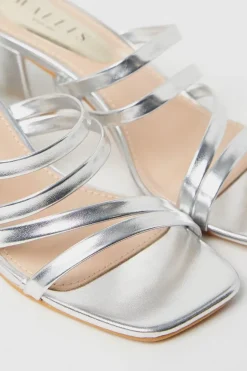 Summer Strappy Medium Block Heeled Mule Sandals