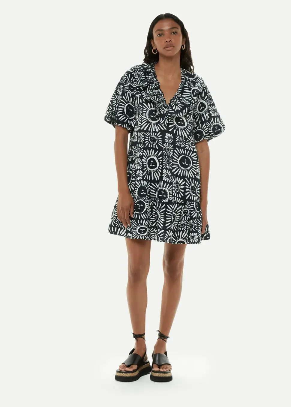 Sunman Print Frill Dress-