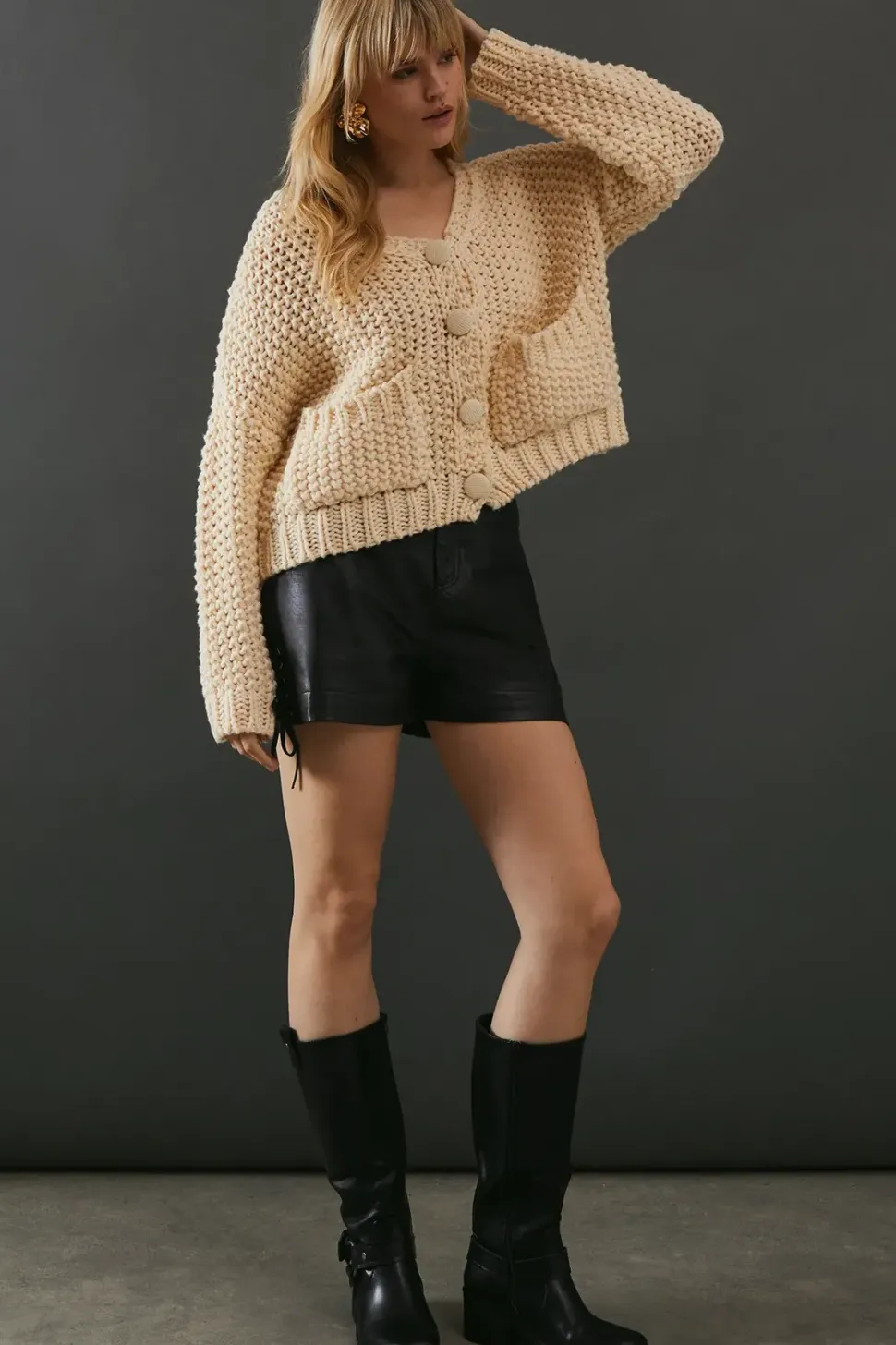 Super Chunky Pocket Front Knitted Cardigan