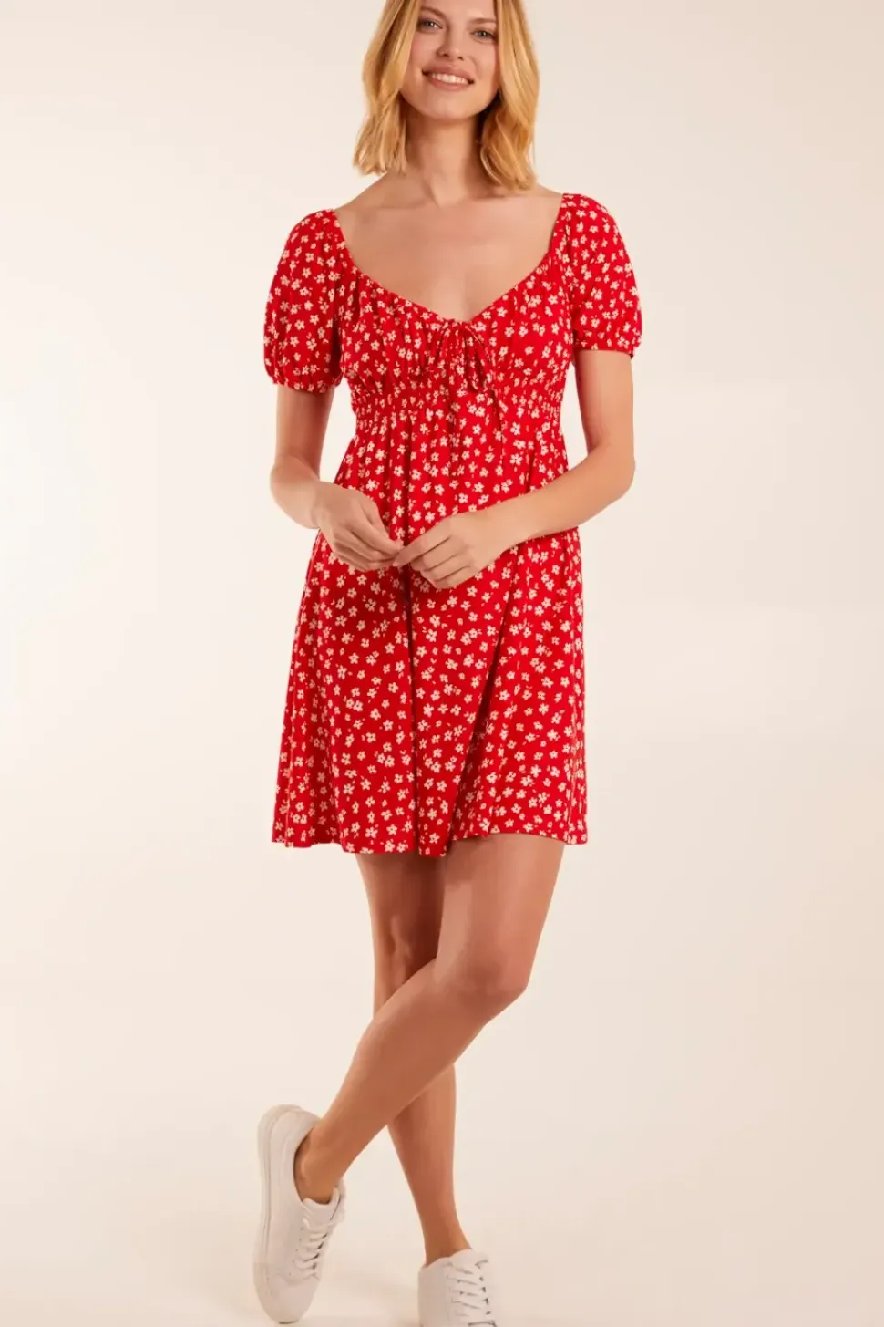 Sweetheart Neck Floral Mini Dress
