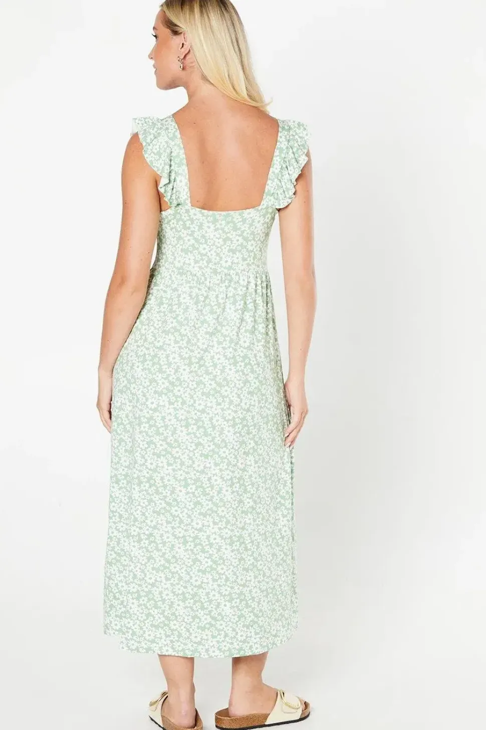 Sweetheart Neckline Ruched Front Midi Dress