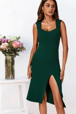 Sweetheart Neckline Split Knee Length Dress