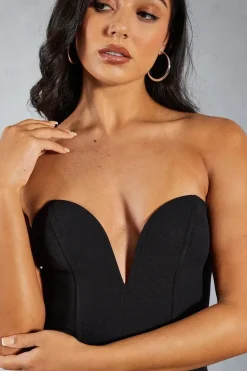Sweetheart Plunge Split Leg Midaxi Dress