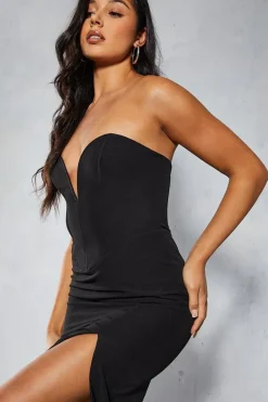 Sweetheart Plunge Split Leg Midaxi Dress