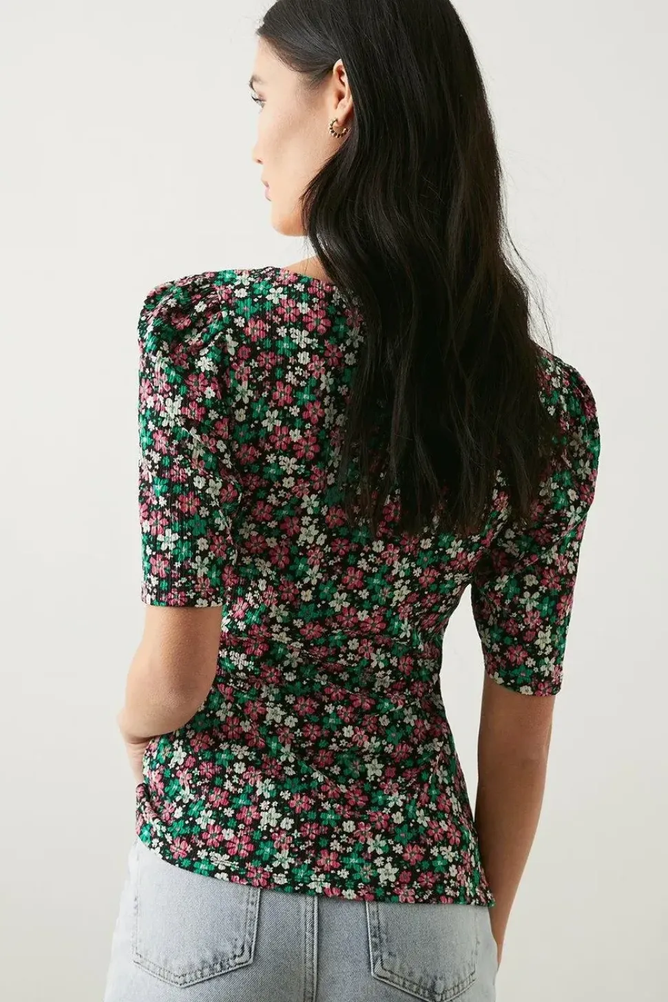 Sweetheart Ruched Body Short Sleeve Top