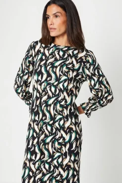 Swirl Print Jersey Shift Dress