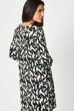 Swirl Print Jersey Shift Dress