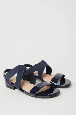 Sydney Elastic Cross Strap Low Heel Sandals