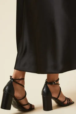 Sylvie Cross Strap High Block Heeled Sandals