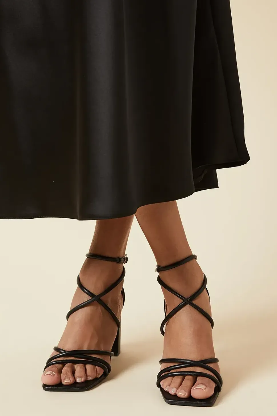 Sylvie Cross Strap High Block Heeled Sandals